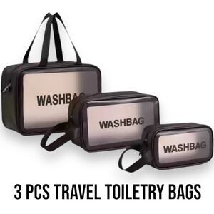 3 PCS Travel Toiletry Organizer Translucent Waterproof Bags for Women Men